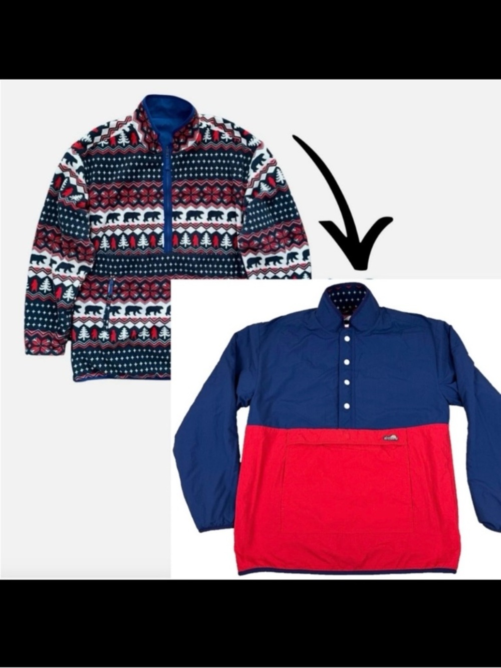 Chubbies The Understatement Reversible Jacket Snap Pullover Fleece Winter Print